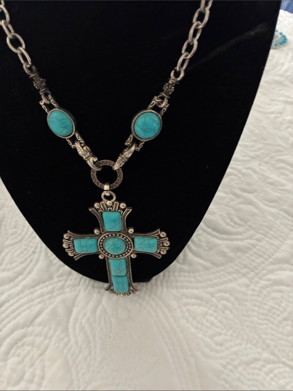 Turquoise Cross Pendant Necklace - Women's Jewelry